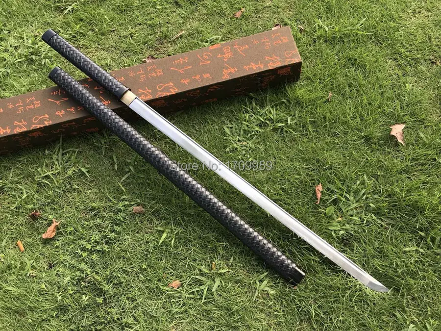 Красивый кожаный прямой нож Saya Japan Samurai Fighting Full Tang 1095 лезвие из углеродистой стали Ниндзя Косплей очень острый меч катана