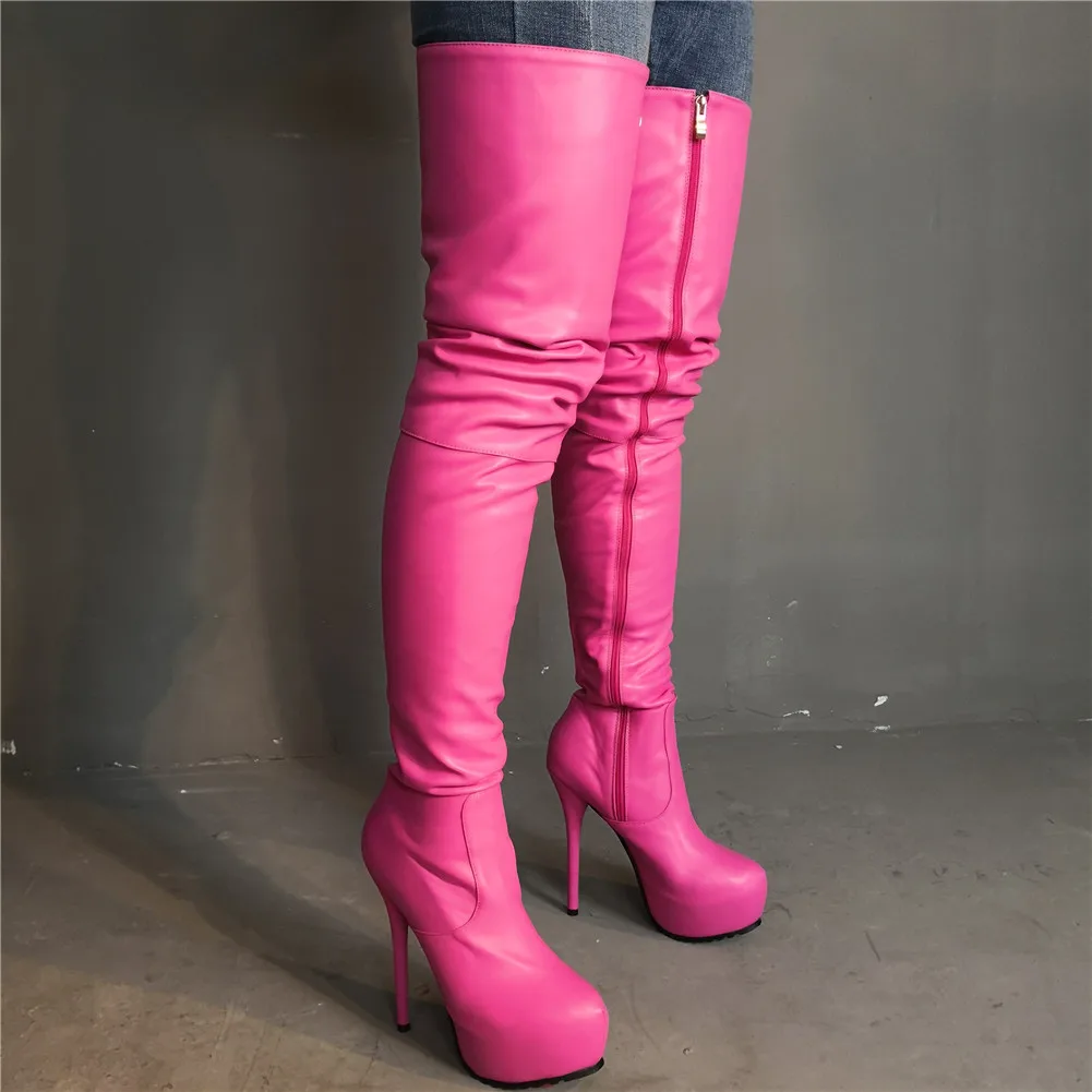 SARAIRIS Brand Design Big Size 35-47 Sexy Platform Women Shoes Woman Party Rose Red Thin High Heels Over The Knee Boots 2019 | Обувь