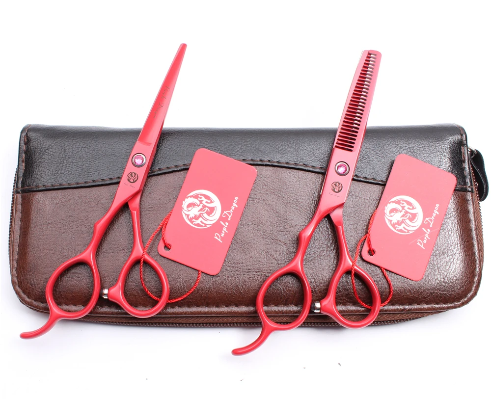 Left-Hand 5.5Inch 16cm Purple Dragon Red Professional Hairdressing Scissors Cutting Thinning Shears Hair Z8001 | Красота и здоровье