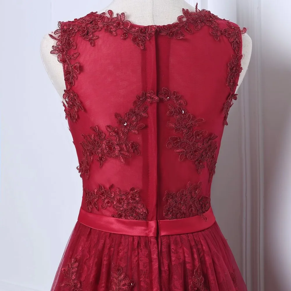 NOBLE WEISS Vestido de festa New Coming Vestidos baile with Lace Appliques Beading Tea-Length Dark Red Party Prom Dresses | Свадьбы и