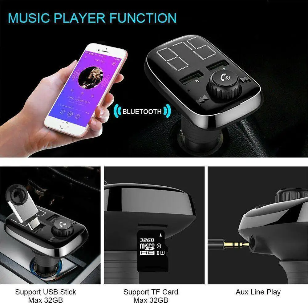 Беспроводной Bluetooth Handfree FM передатчик Aux модулятор Автомобильный комплект аудио MP3