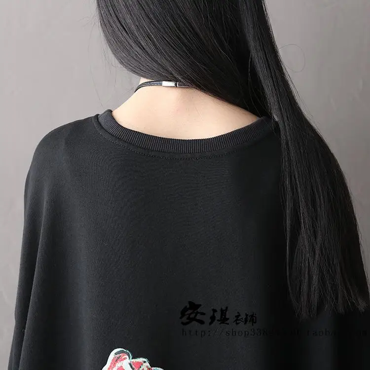 2017 female autumn two-color plus size cotton long-sleeve dress knitted loose long design shirt | Женская одежда