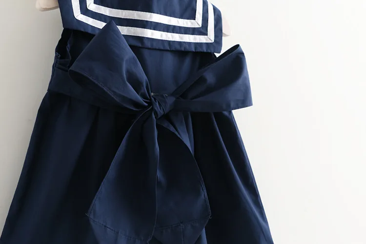 School Dress Girl Sailor Baby Wear Navy Style Sundress Girls Sleeveless Summer Deguisement Butterfly for Kids | Детская одежда и