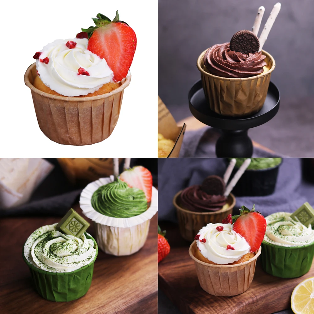 60 шт./компл. Muffin Бумага чашки золотой кексов вкладыш круглой формы для украшения