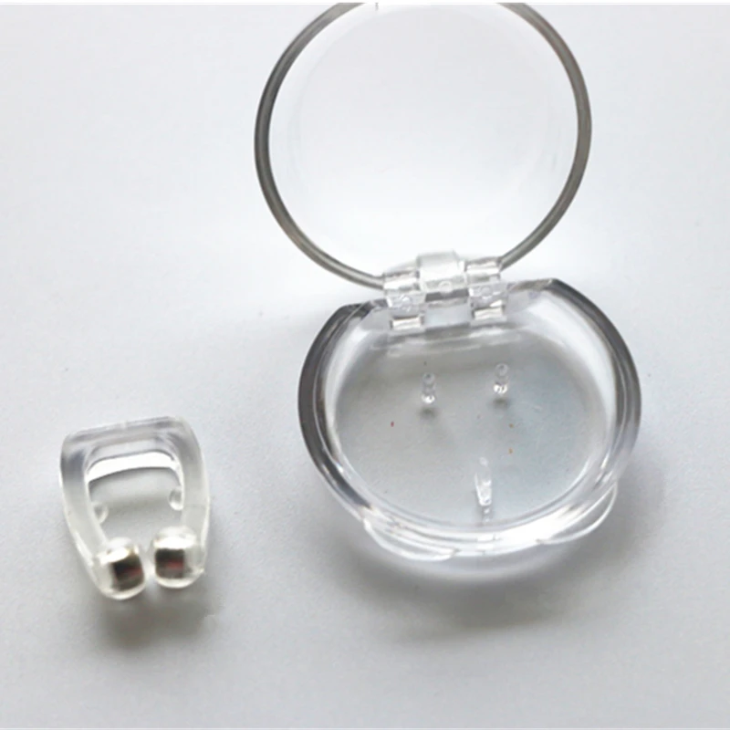 

50pcs/lot NEW! Anti-Snore Silicone Magnet Nose Clip Stop Snoring Apnea Guard Night Tray Sleeping Aid Device Free shipping