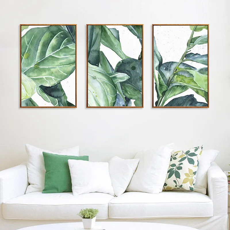 Leaves Canvas Painting Nordic Green Plant Poster Modern Minimalism Print Wall Art For Living Room Home Decor | Дом и сад