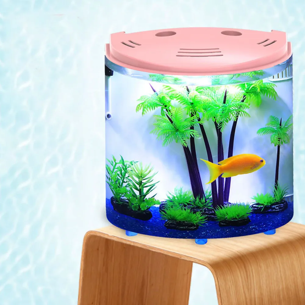 Светодиодный мини-аквариум для рыб 5 л USB полумесяц акриловый большой вместимости