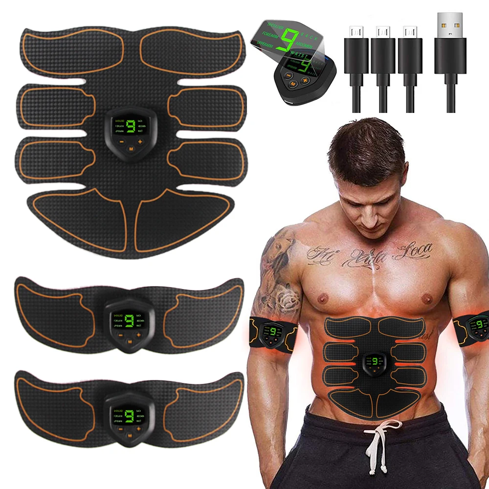 Перезаряжаемый стимулятор мышц светодиодный дисплей фитнес EMS тренажер ABS
