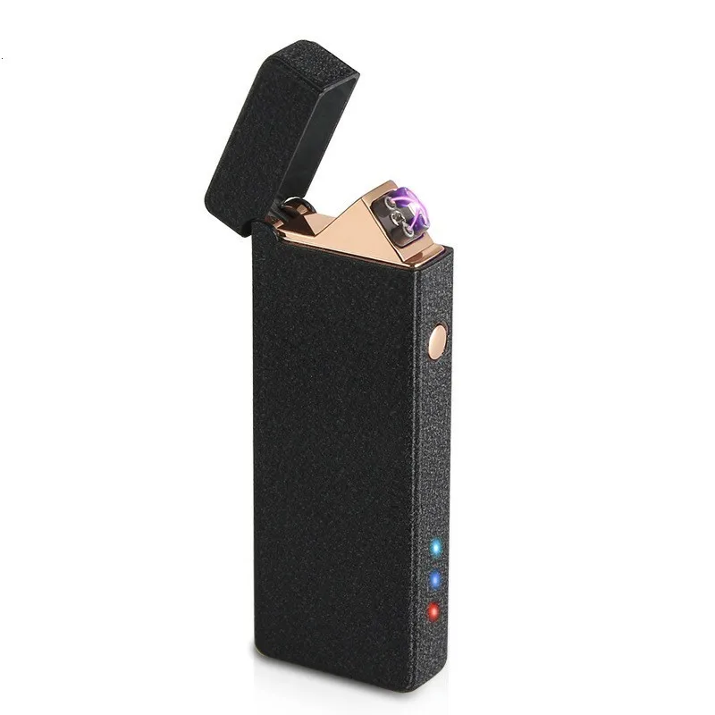 matte-black Перезаряжаемая зажигалка Usb двойная поперечная дуга электронная сигарета Зажигалка Ветрозащитная беспламенная электрическая плазменная зажигалка - Цвет: matte-black