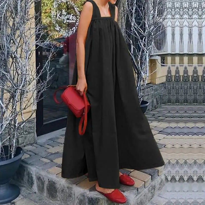 Fanco Women Maxi Long Dress Summer Sexy Sleeveless Square Neck Strap Party Bohemian Holiday Female Vestidos Plus Size | Женская одежда