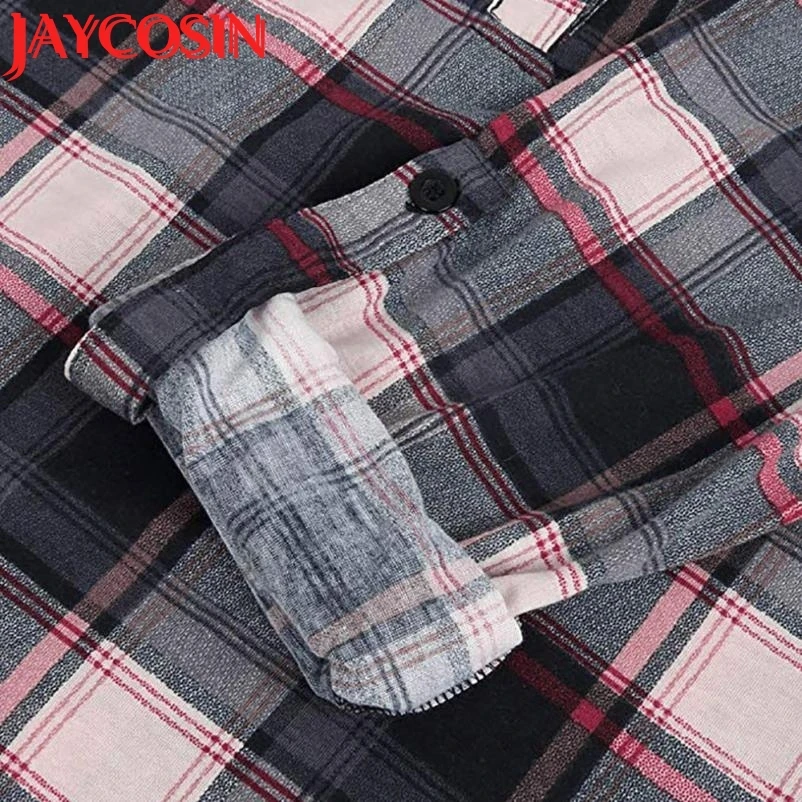 Женская клетчатая футболка с длинным рукавом и v образным вырезом Повседневная