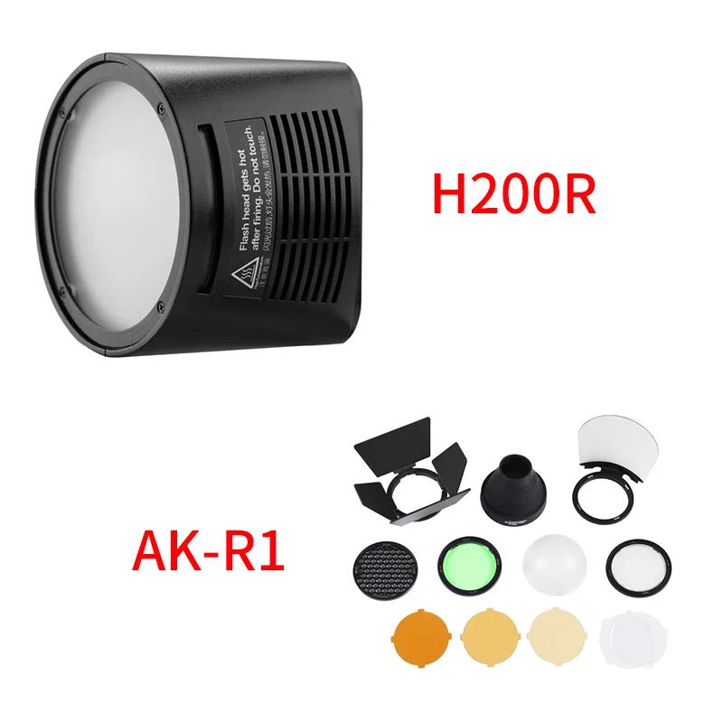 H200R kit with AK-R1 Godox AD200 аксессуар для вспышки WITSTRO H200R круглая головка для вспышки и EC-200 Удлиняющая головка AK-R1 отражатель цветовой температуры - Цвет: H200R kit with AK-R1