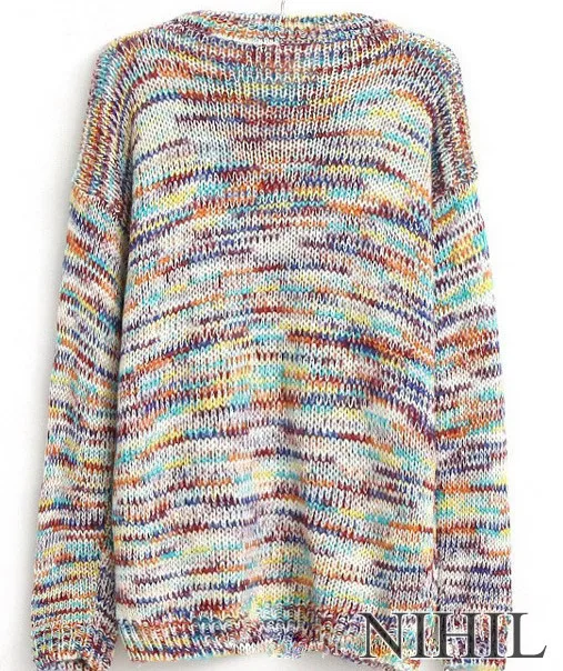 Радужный зимний свитер с длинным рукавом 2018 Новый женский вязаный трикотажный
