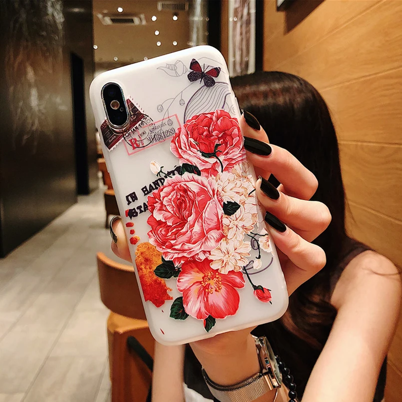 Роскошный чехол для телефона iPhone 6 S 7 8 Plus XS Max XR силиконовые в форме цветка Роза с