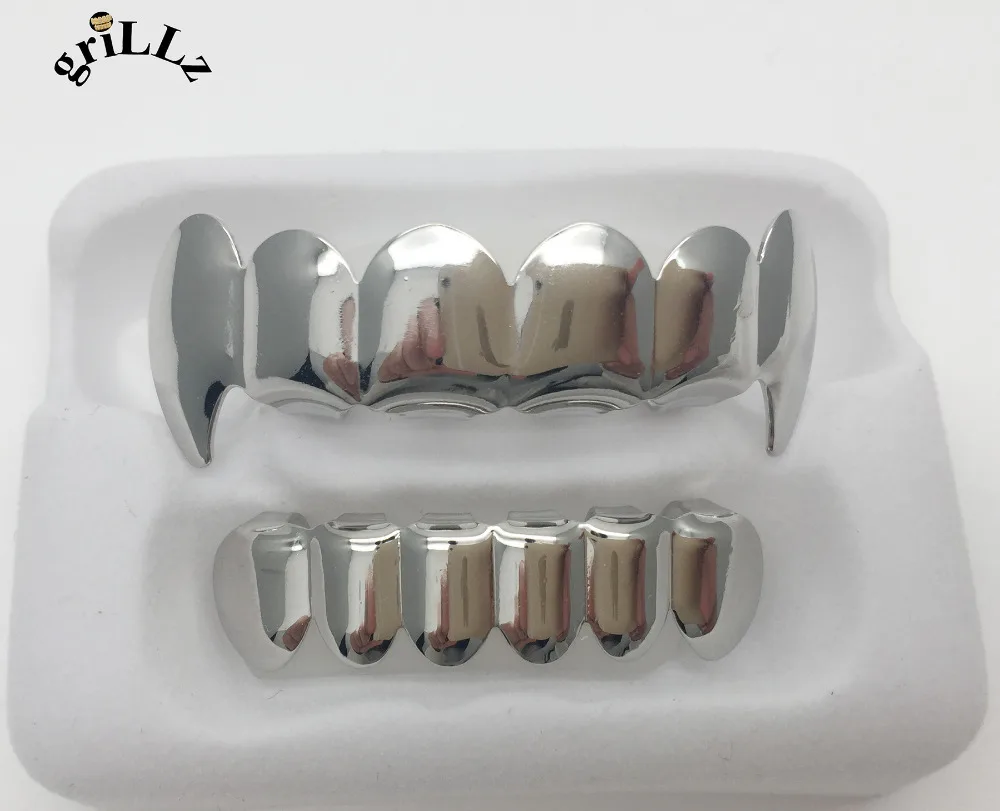 Бренд GRILLZ настоящий блестящий! IMI посеребренный хип хоп набор для гриля с зубцами