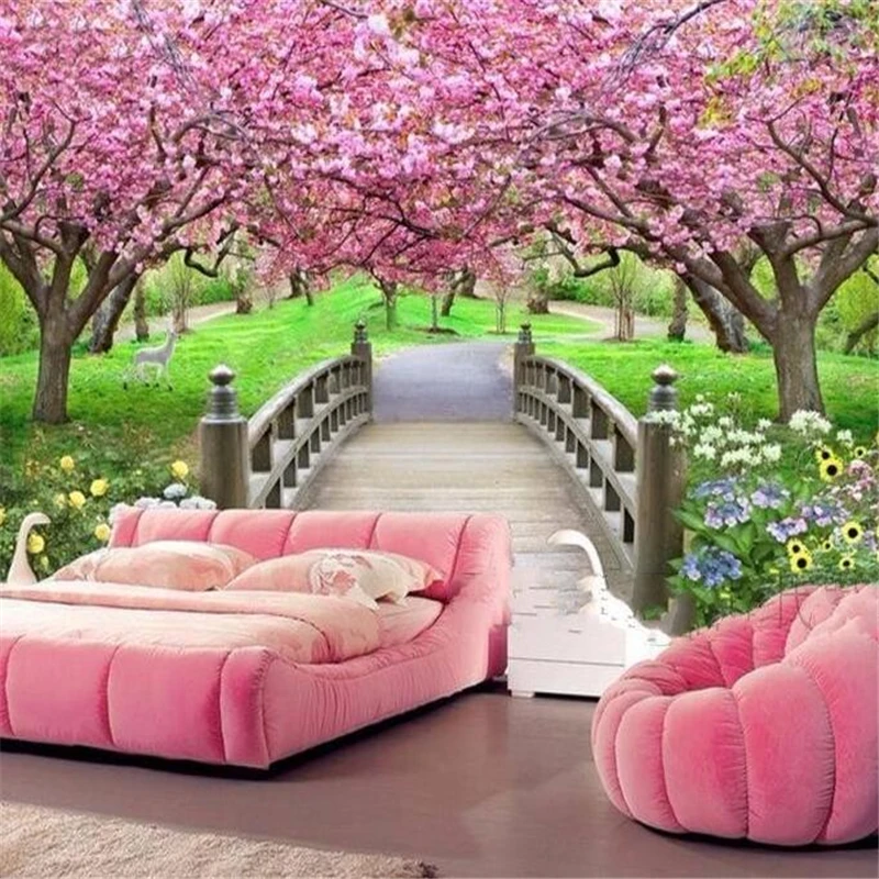 Настенные обои для домашнего декора фотообои с изображением сакуры деревянного