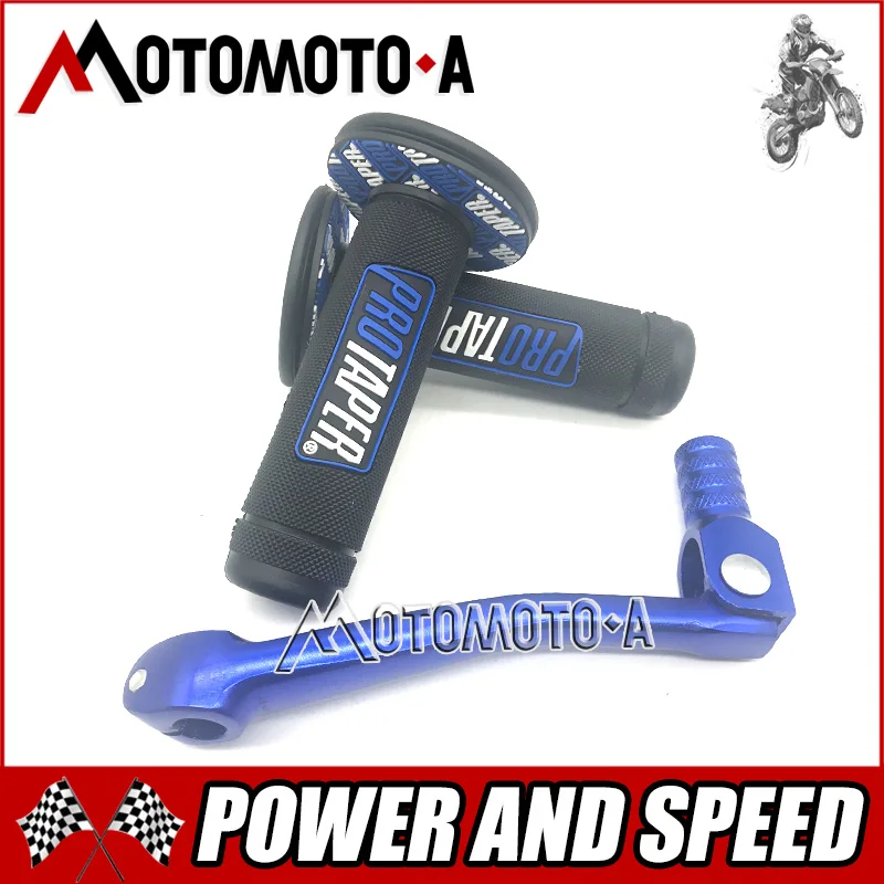 blue Pro taper ПроТейпер для мотоцикла Dirt Pit Bike мотокросса 7/" ручная, резиновая, гелевая рукоятка тормоза руки+ рычаг переключения с ЧПУ - Цвет: blue