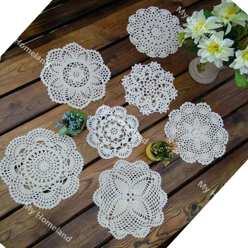 Новый дизайн 7 шт. 100% хлопок ручной работы вязание крючком Doilies для сделай сам
