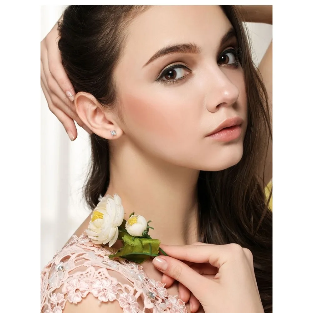 Серебряные квадратные серьги для женщин с кристаллами квадратной огранки зиркона и покрытием из белого золота - ювелирный брендовый подарок на День святого Валентина.