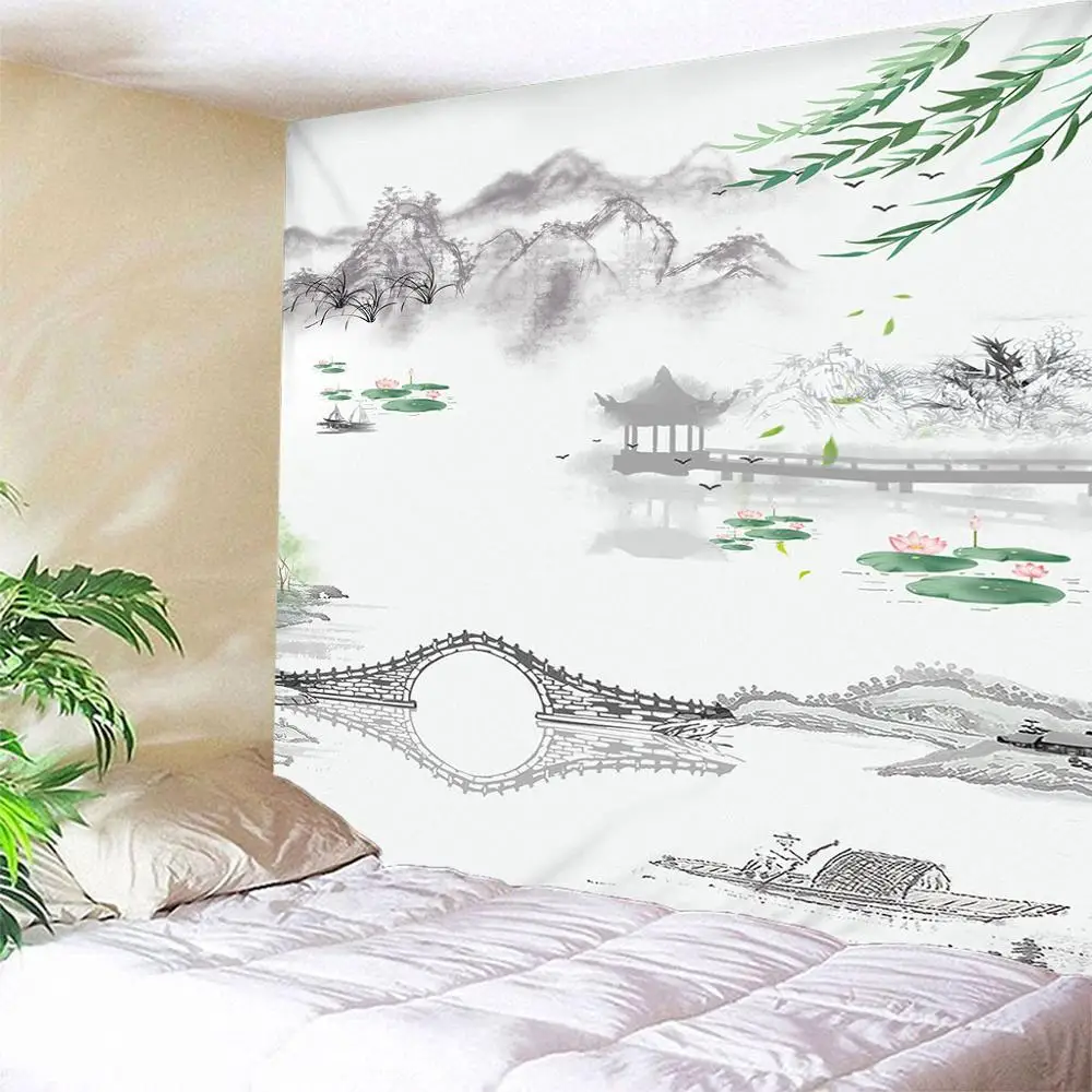 Мультфильм гобелен настенный с пейзажем покрывало принтом для опочивальни