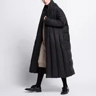 Женские куртки длинный хлопчатобумажный комплект одежды из лоскутного одеяла свободные плотных пуховиках, плащ-накидка, пальто для женщин, большой Размеры теплый пуховик на утином пуху зимняя куртка для женщин