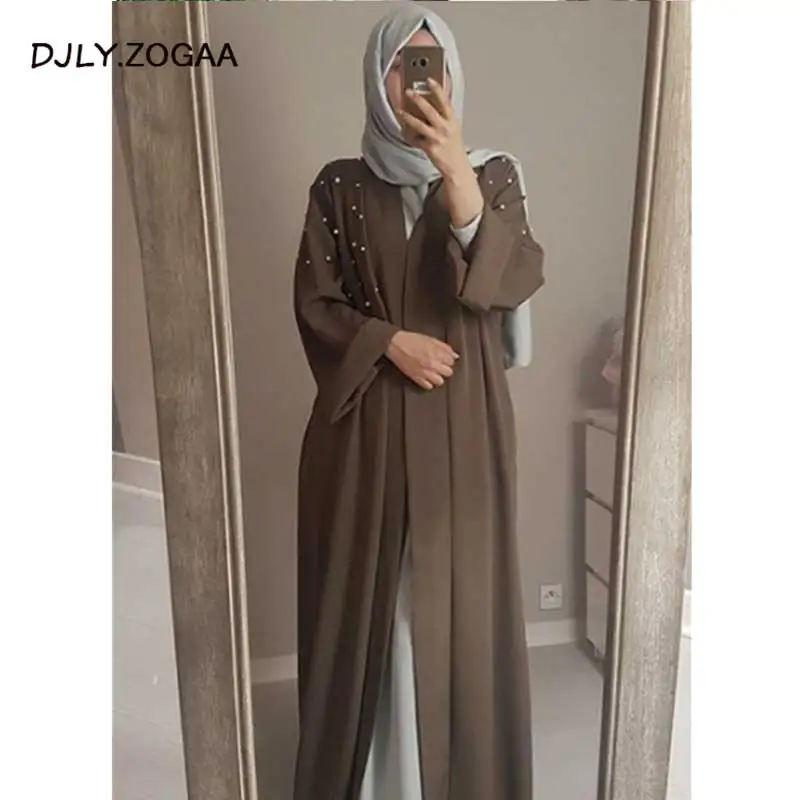 Zogaa открытым Абая в Дубае кимоно бусинами исламские юбки длинные платья для