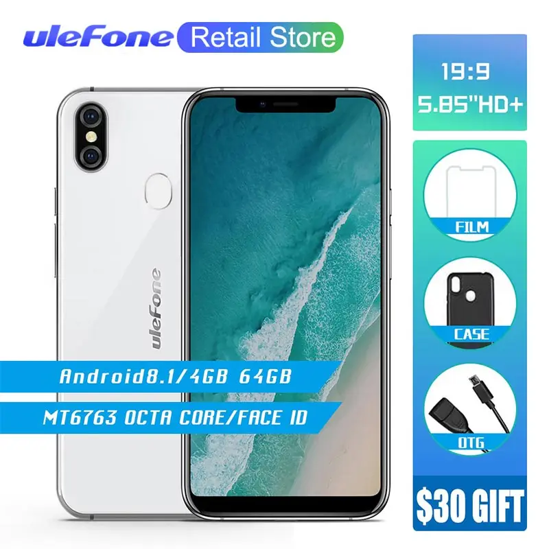 Смартфон Ulefone X Android 8 1 5 85 &quotHD + MT6763 Octa Core 4 Гб 64 Face ID 16MP двойная задняя камера
