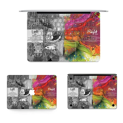 F16515 Gooyiyo-для 4 шт./компл. ноутбук Стикеры для Macbook Air retina Pro 11 13 15 Топ клавиатура дно виниловые наклейки в виде Фотообоев c переводными картинками левый и правый мозг кожаный чехол - Цвет: F16515