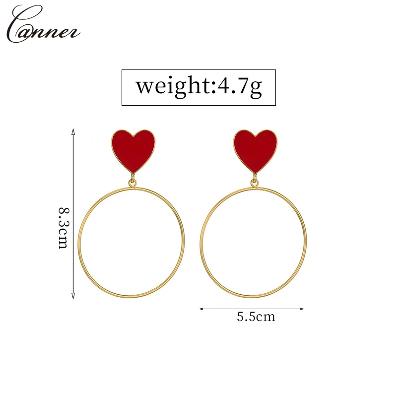 Red Love Heart Earrings for Women Gold Big Round Circle Drop 2019 Lady's Statement Jewelry pendientes mujer Q4 | Украшения и