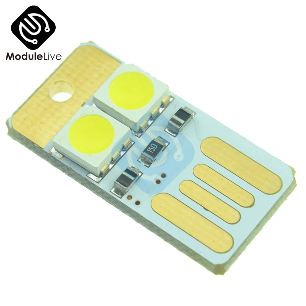 Мини USB 2 LED Портативный Ночной светильник белая модель двусторонний подключаемый