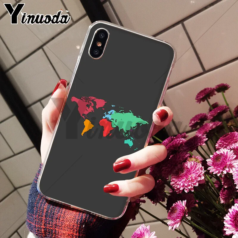 Уникальный роскошный силиконовый чехол для телефона Yinuoda с картой мира Apple iPhone 8 7 6