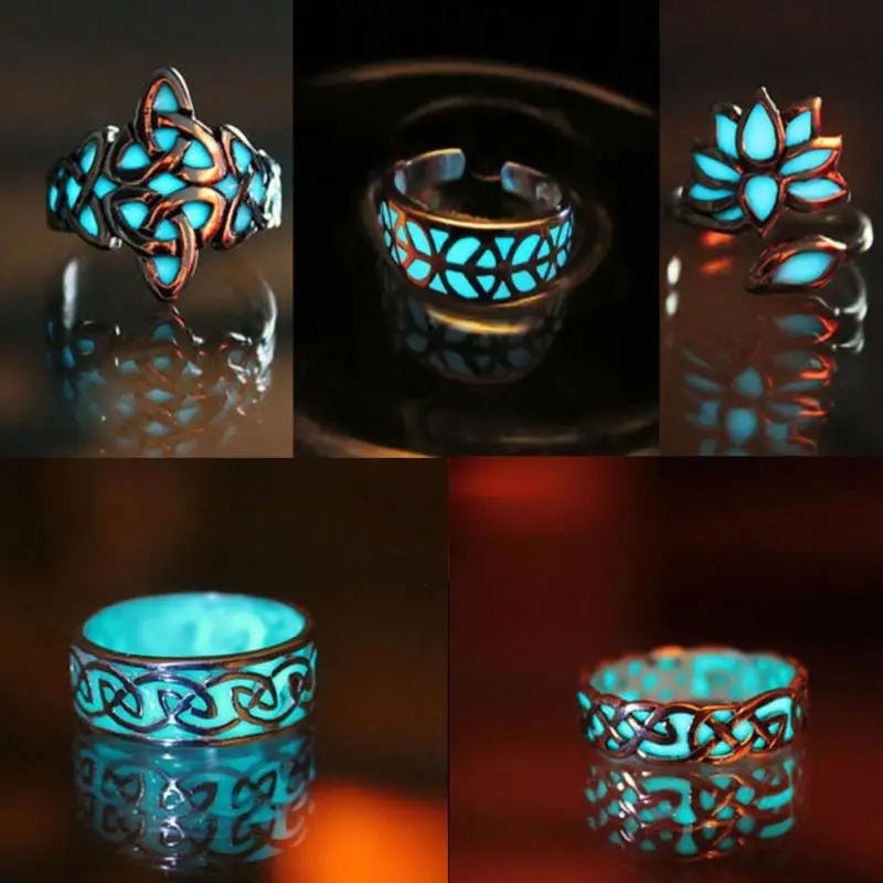 2018 Ретро мода стимпанк кольца светятся в темноте для Для женщин световой кольцо