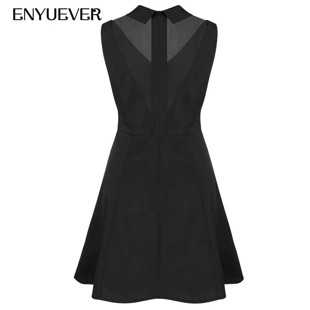 Enyuever Vestido Винтаж летнее шифоновое платье отложной воротник плотная ткань майка с