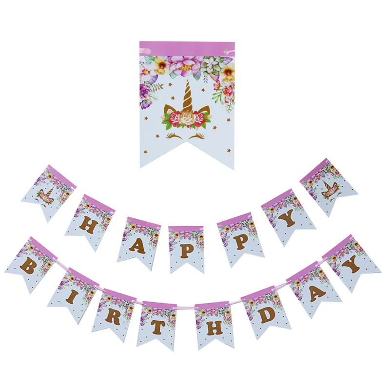 Flags 1set 6 шт./компл. Единорог бумажные подарочные сумки розовые конфеты сумка для единорога вечерние детские Душ коробка для поздравительных открыток день рождения поставки - Цвет: Flags 1set