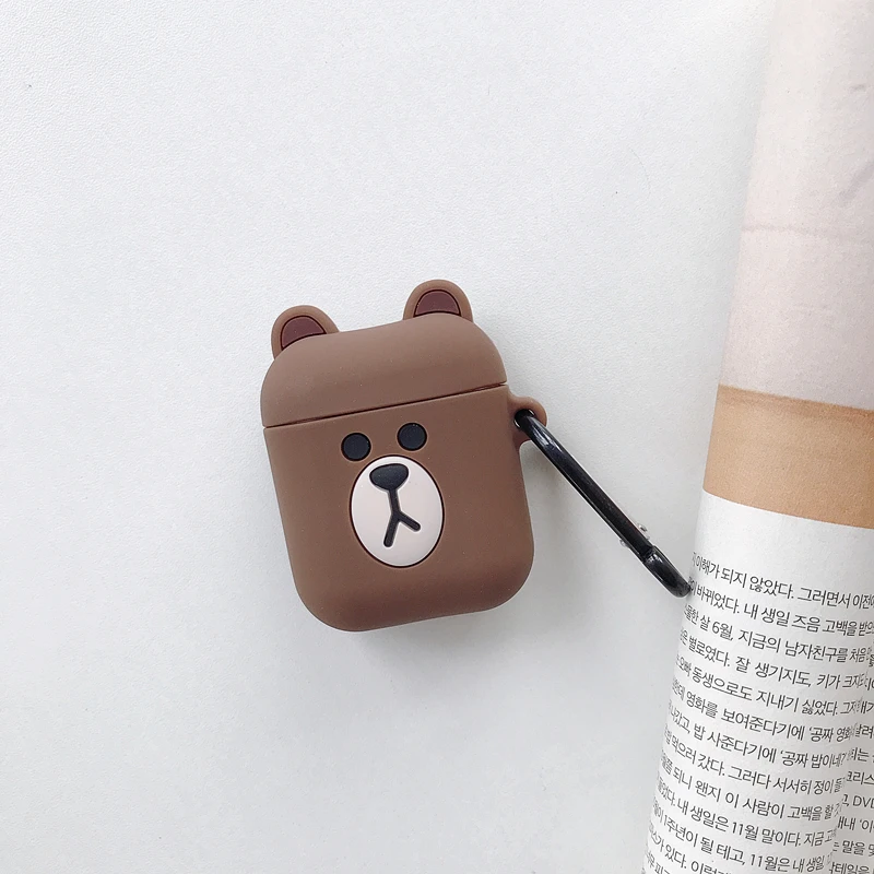 Мультяшный силиконовый чехол для беспроводных наушников Bluetooth Apple AirPods с зарядкой