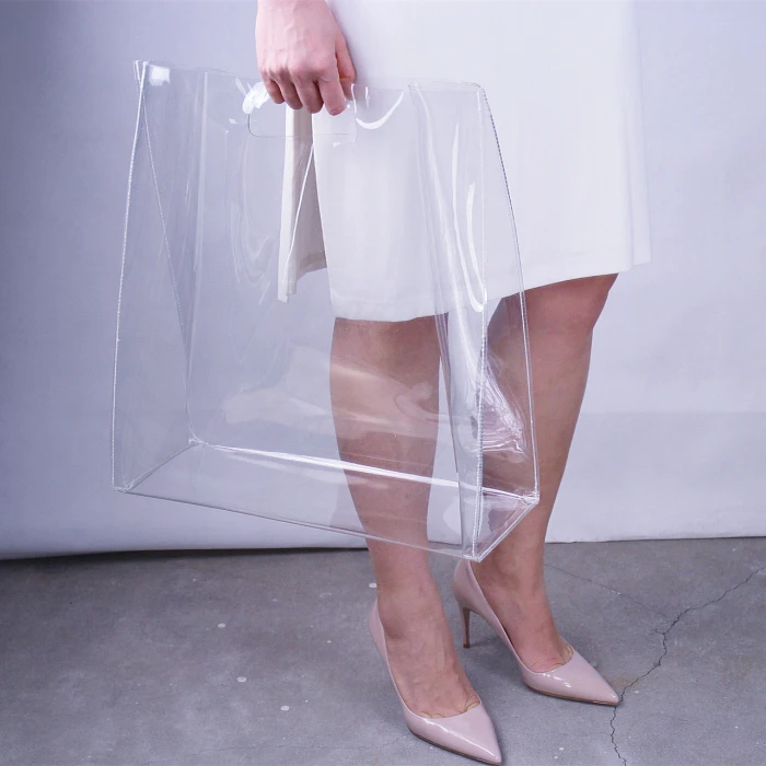 ПВХ хозяйственные сумки Сумка Tote Shopper ручки Прозрачный большой емкости Новый 3