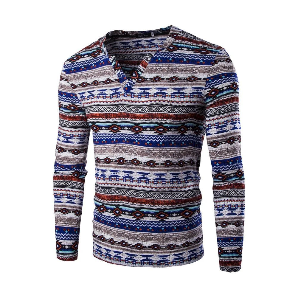 Новый модный бренд тренд принт Slim Fit с длинным рукавом Футболка Для мужчин