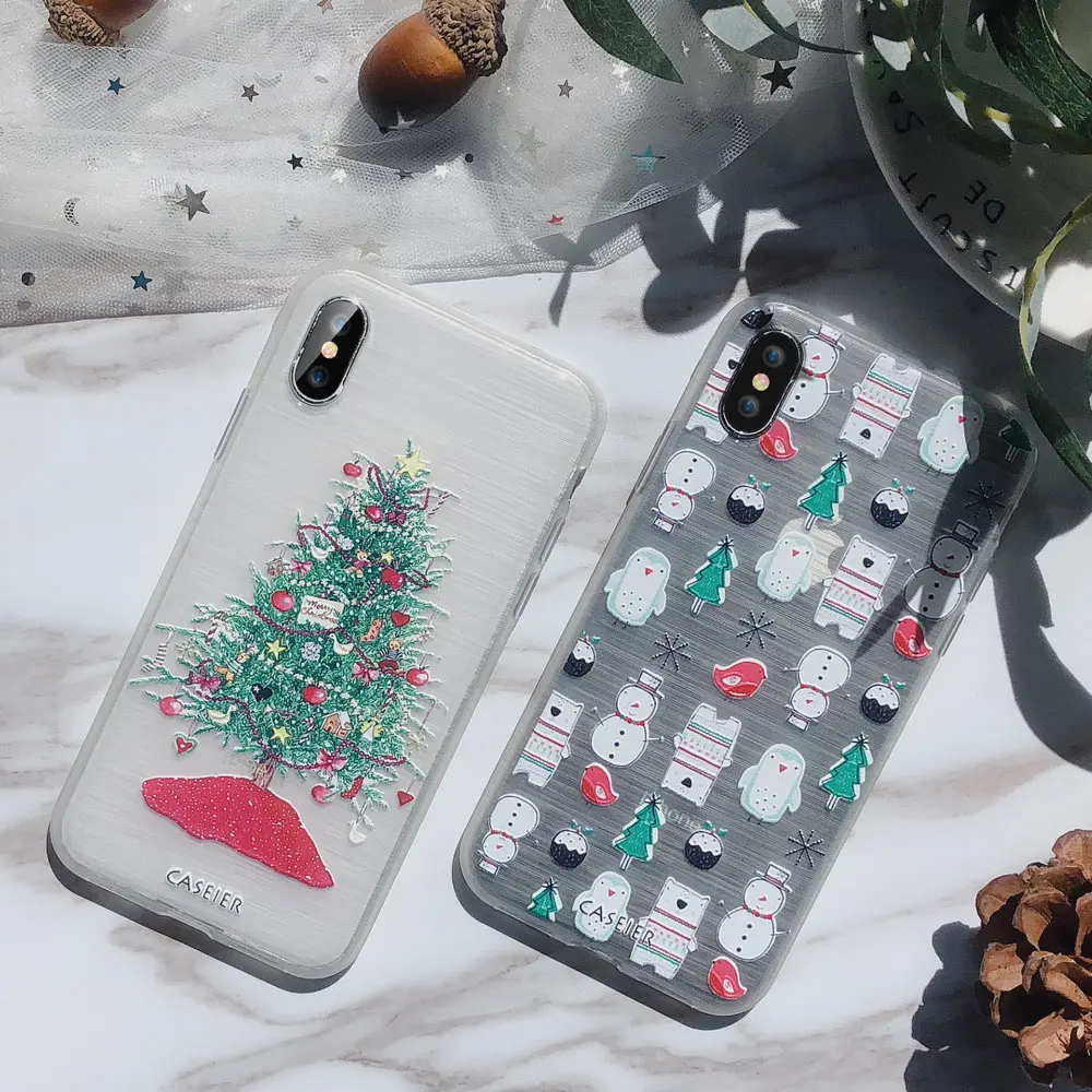 CASEIER Christmas Phone Case For iPhone X 7 8 6 6S Plus XR XS MAX New Year Soft TPU Cases Fundas 5 5S SE Back Covers |