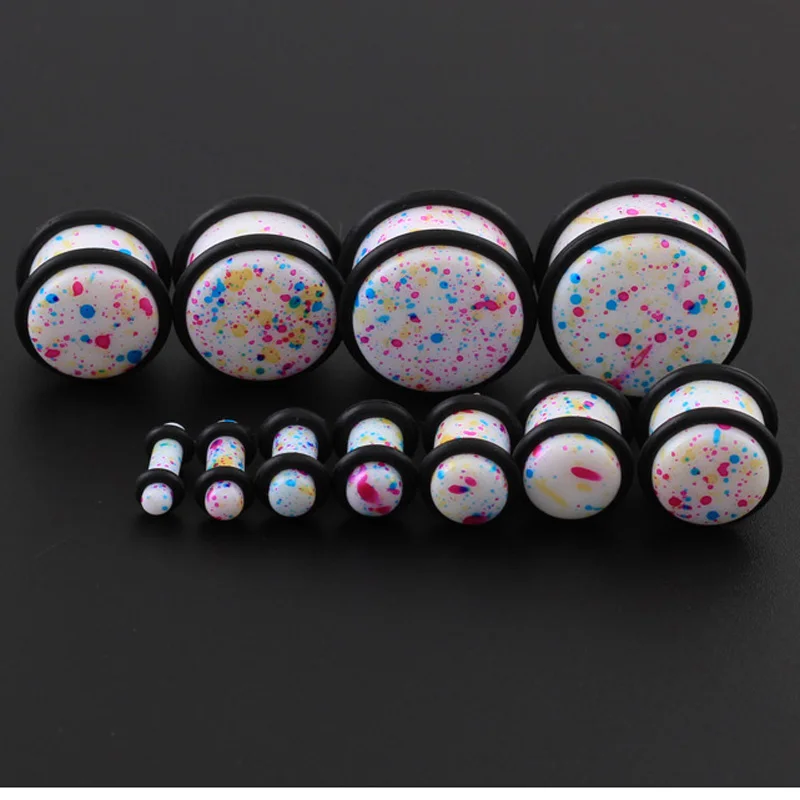 УФ акриловые цветные затычки для ушей и туннель пирсинга тела 2 шт. ювелирные