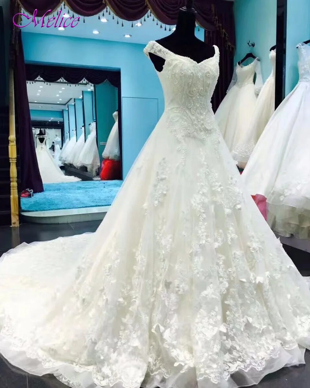 Melice Robe De Mariage платье с открытой спиной принцесса свадебное 2019 Королевский поезд