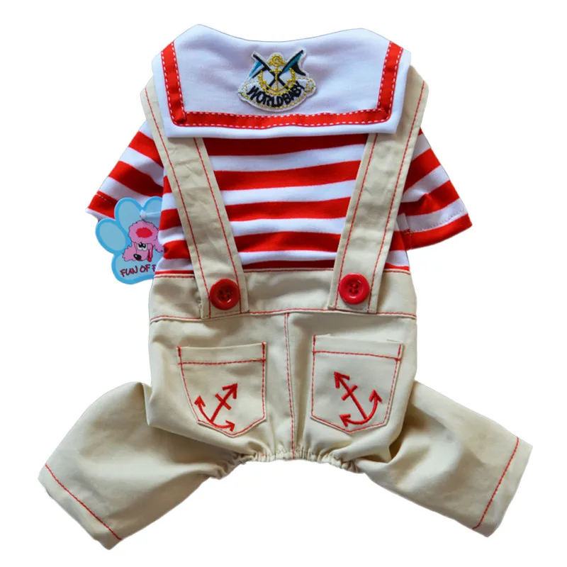 Новый Модный хлопковый комбинезон для собак морской воздушный полосатый