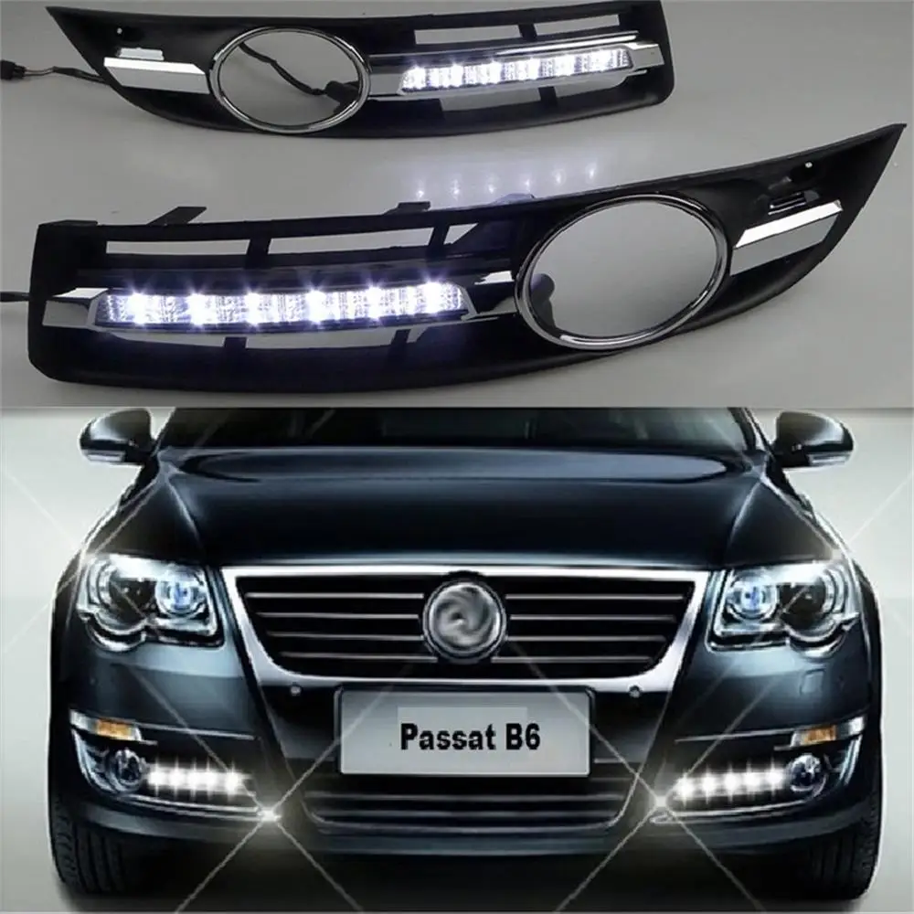 2 шт. x светодиодный DRL для VW Passat B6 2006 2007 2008 2009 2010 2011 Автомобильный-Стайлинг светодиодный DRL Дневной ходовой светильник водонепроницаемый с жгутом