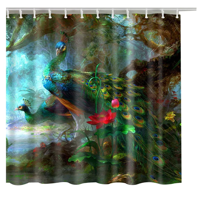 

Bath Curtains peacock feathers Fashion Custom Shower Curtain 3d Cartoon Pattern Bathroom Decor