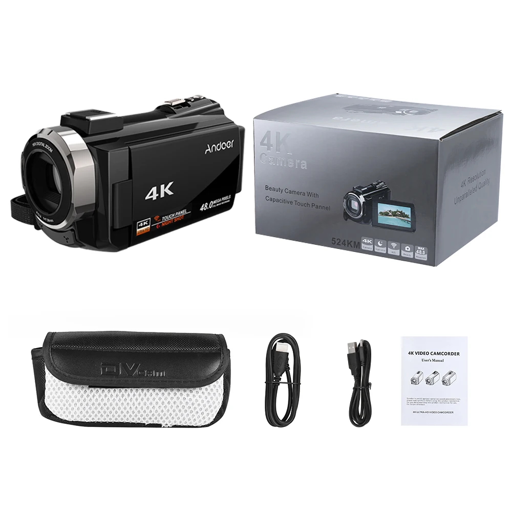 Andoer 4K 1080P 48MP WiFi цифровая видеокамера регистратор ИК инфракрасный ночное видение