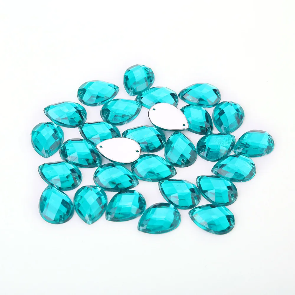 Turquoise Tpsmc 8*13 мм/10*14 мм/13*18 мм/18*25 мм Пришивные разноцветные акриловые стразы в форме капли воды с плоской задней поверхностью, хрустальные бусины для платья своими руками - Цвет: Turquoise