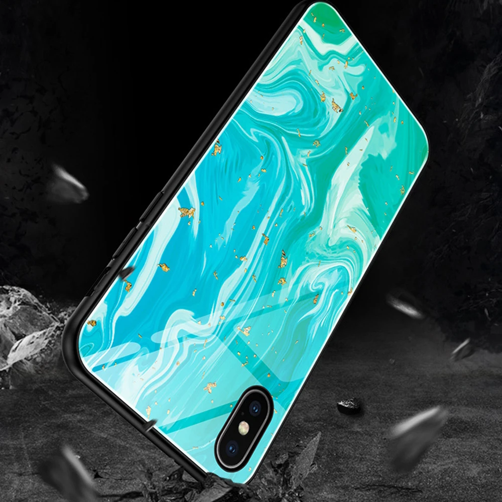 Eqvvol Epoxy Gold Foil Case For iPhone X XS Max XR 7 8 Plus 6 6s Glitter Marble Cases Soft TPU Edge 8plus Back Cover Fundas |