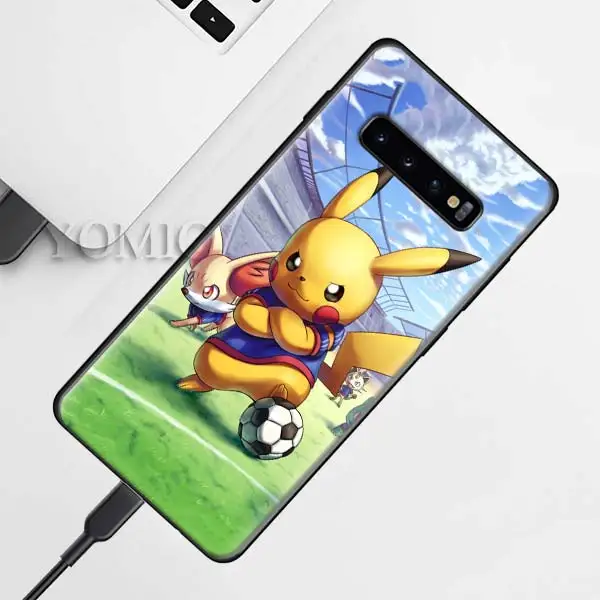 D-008 Силиконовый чехол Pokemons ball Pika для samsung Galaxy S10e S9 S8 S10 Plus S7 Note 9 8 A50 A70, черный мягкий чехол - Цвет: D-008