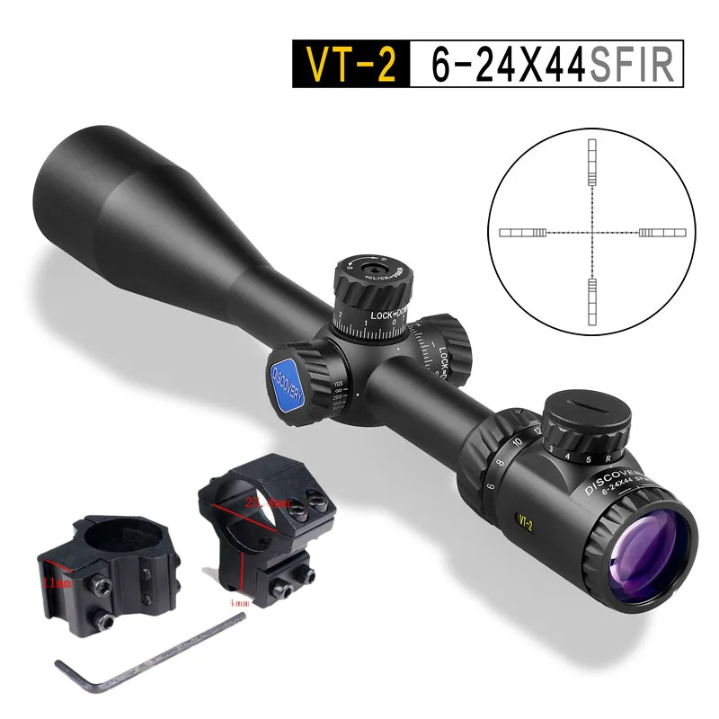 Обнаружение VT-2 6-24X44SFIR Высокое разрешение Стрельба Цель охотничий прицел с красной подсветкой анти-шок стрейч фиксирующий прицел - Цвет: low 11mm mount
