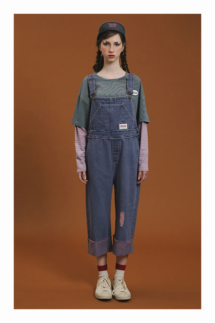 Новинка весны 2017 модные женские комбинезоны длинные джинсовые широкие брюки