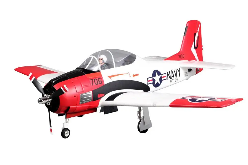 Радиоуправляемый самолет FMS 1400 мм 1,4 м T28 T-28 Троян V4 6CH PNP большой масштаб Gaint Warbird модель самолета с закрылками убирается светодиодный - Цвет: Red